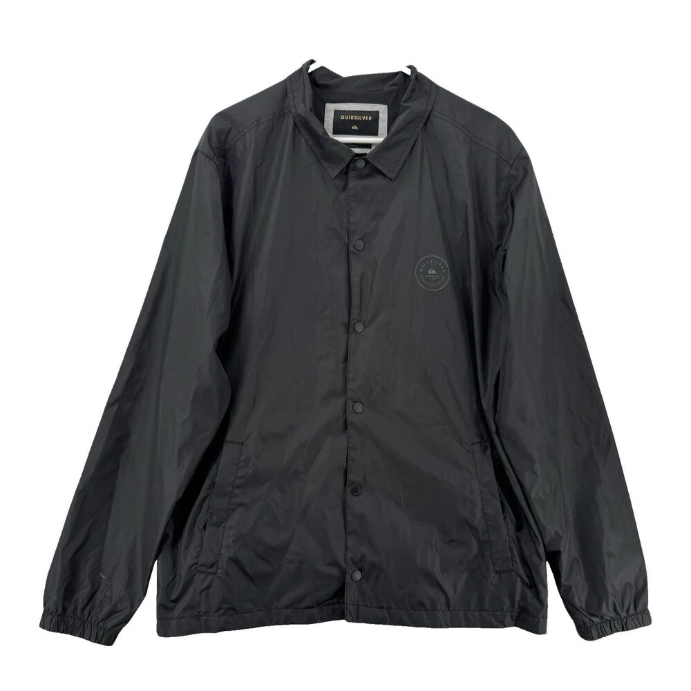 Quiksilver Jacket Men XXL Black Windbreaker Snap Front Softshell Lightweight